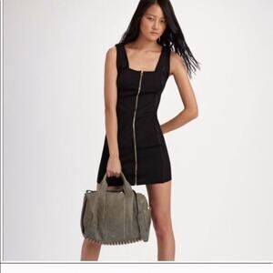 Alexander Wang T Zipper Black Ponte Mini Dress